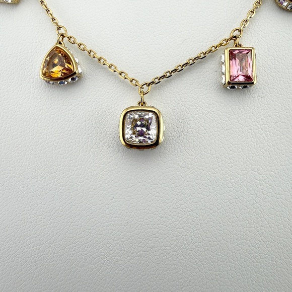 Swarovski Crystal Multi Colored Crystal Necklace Gold Toned - Picture 2 of 6